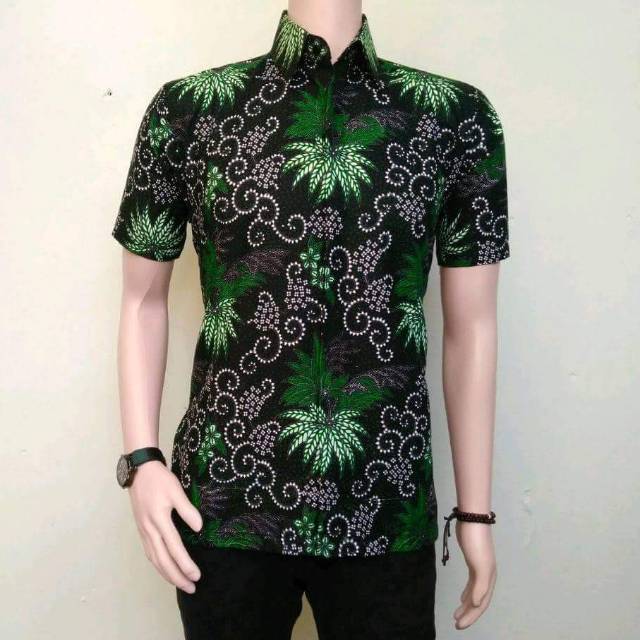 Kemeja motif daun ganja HRB001 RISNA elegan exlusive terlaris terpopuler cocok buat seragam