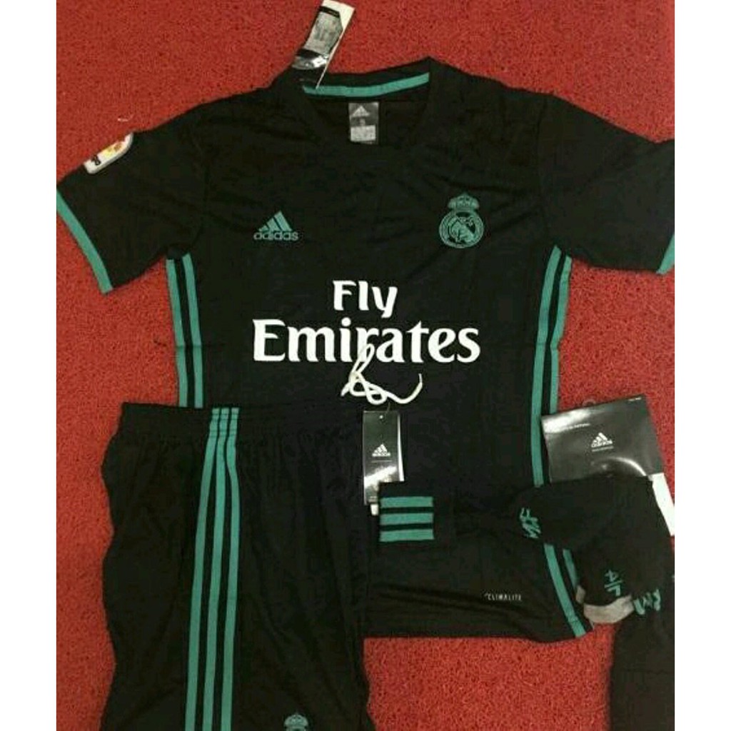 Jersey real madrid away 2017 2018 full set Terbaik