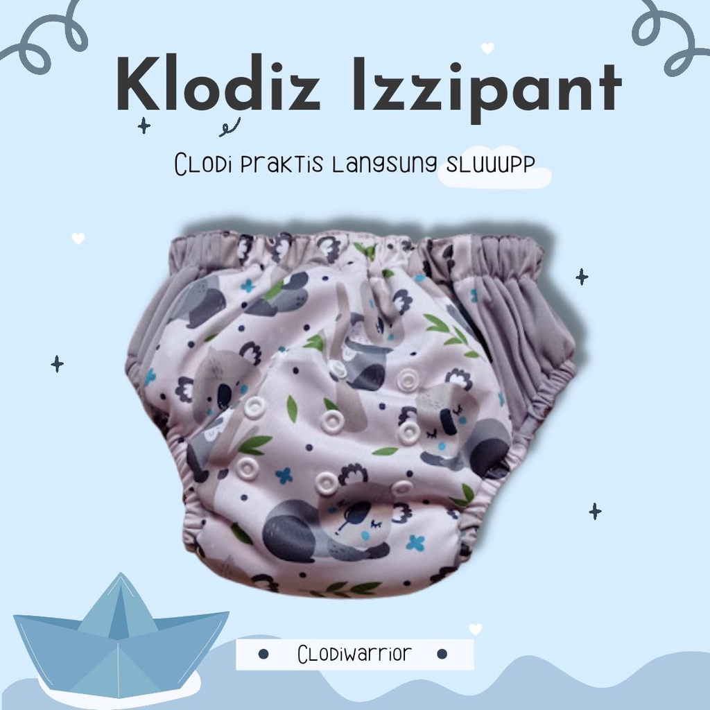 Klodiz Izzipants All In ONE Clodi Celana Praktis Simpel Insert Menyatu Popok Kain Cuci Ulang BB 8-15 kg