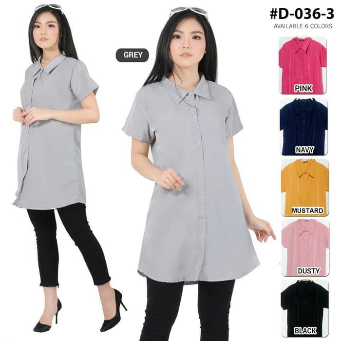 ATASAN BLOUSE TUNIK WANITA LENGAN PENDEK KEMEJA MURAH