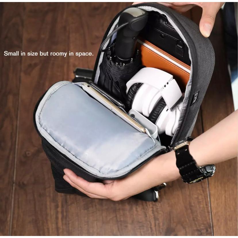 Polo Power Tas Selempang Pria Smart Crossbody Bag USB Portable Tas Selempang Anti Maling Import