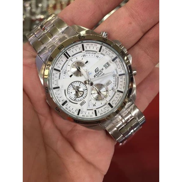 Jam Casio Edifice EFR 556D - 1A2VUDF Stainless SIlver Dial White