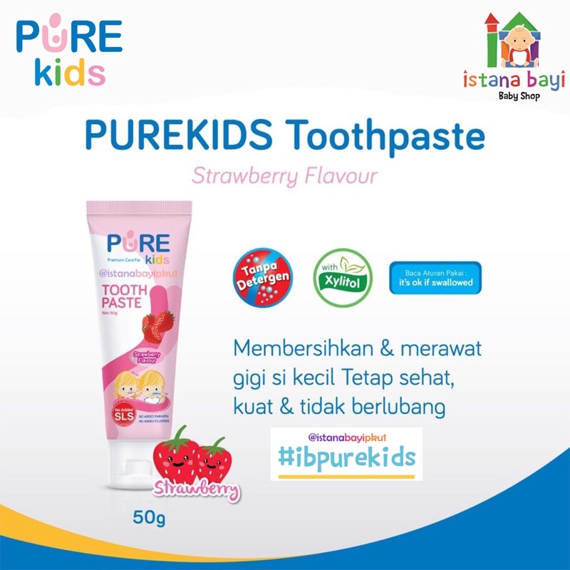 Pure Kids Toothpaste Pasta gigi bayi Banana dan Strawberry - Pasta gigi bayi