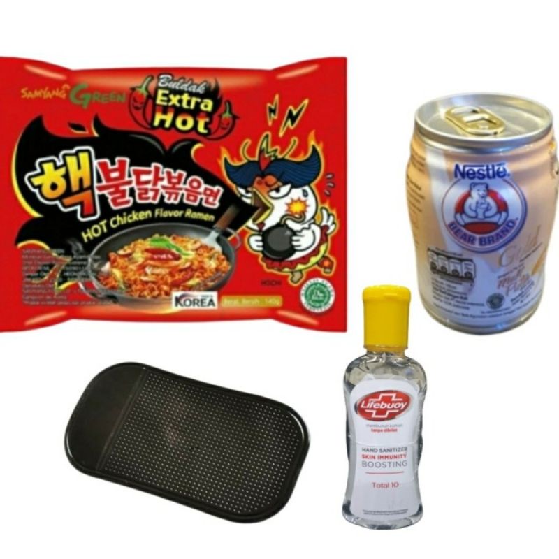 

Paket Samyang Extra Hot Chicken + Bear Brand + Hand Sanitizer + Anti Slip