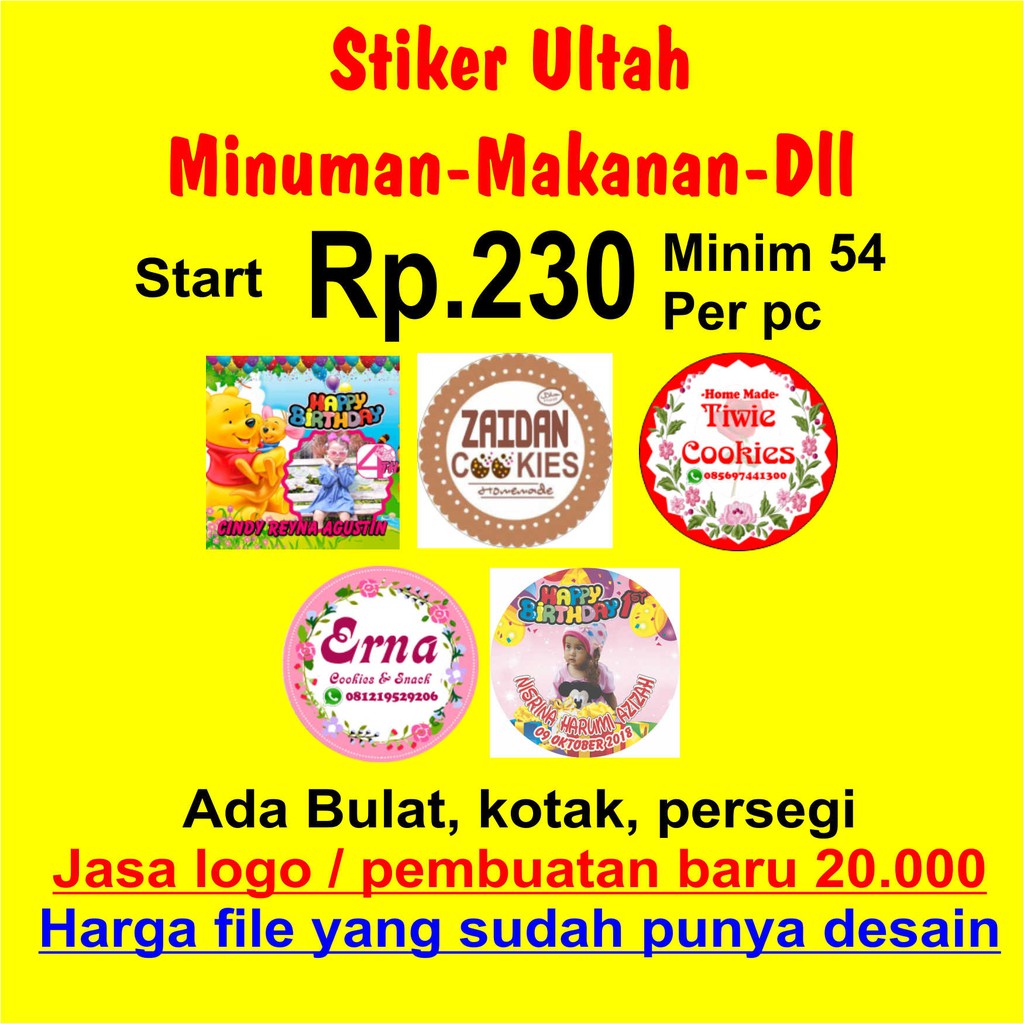 

Tanpa Po Label Stiker Bulat Toples Kue Makanan Sticker Toko