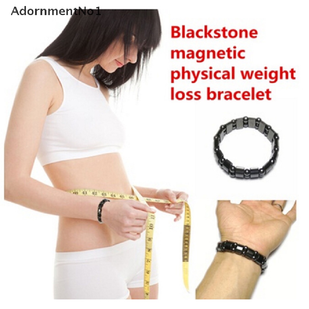 (AdornmentNo1) Gelang Tangan Batu Hitam Bulat Magnetik Untuk Terapi Kesehatan / Menurunkan Berat Badan