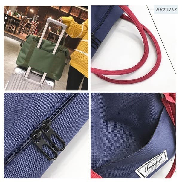 [H3RSCH3L] Portable Travel Bag / Tas Travel bisa dikait pada Koper - Navy