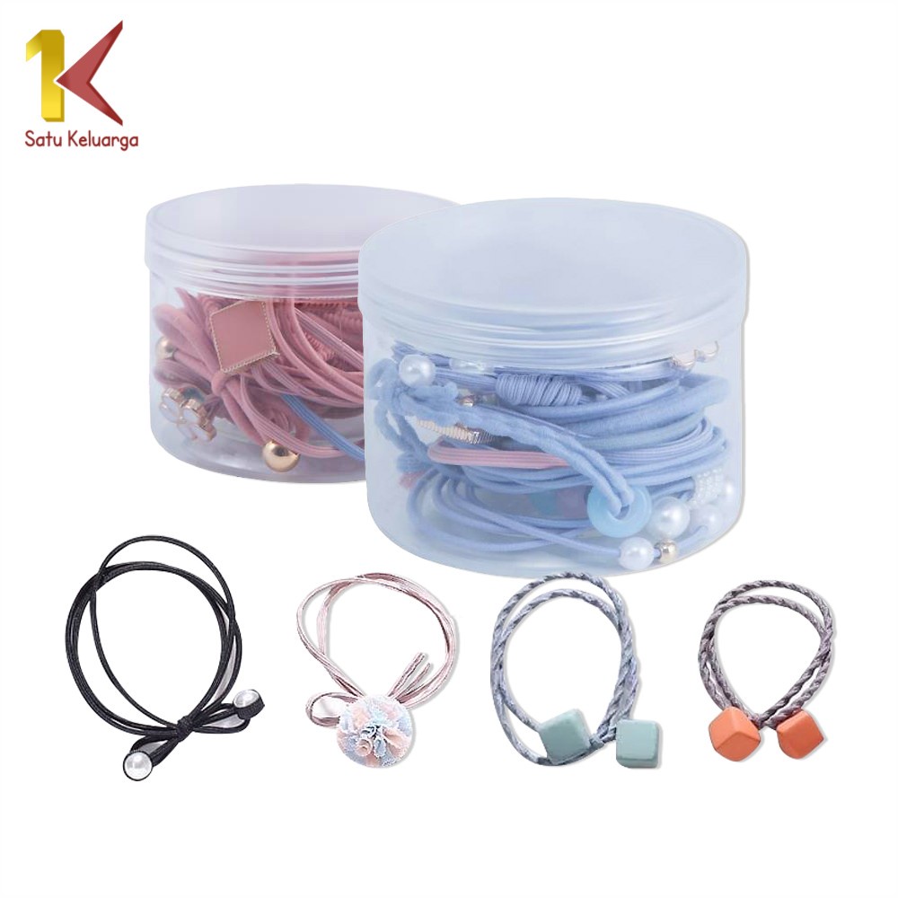 Satu Keluarga Ikat Rambut Karet C13 Aksesoris Rambut Isi 12 Pcs Wanita dan Anak korean style Pearl M