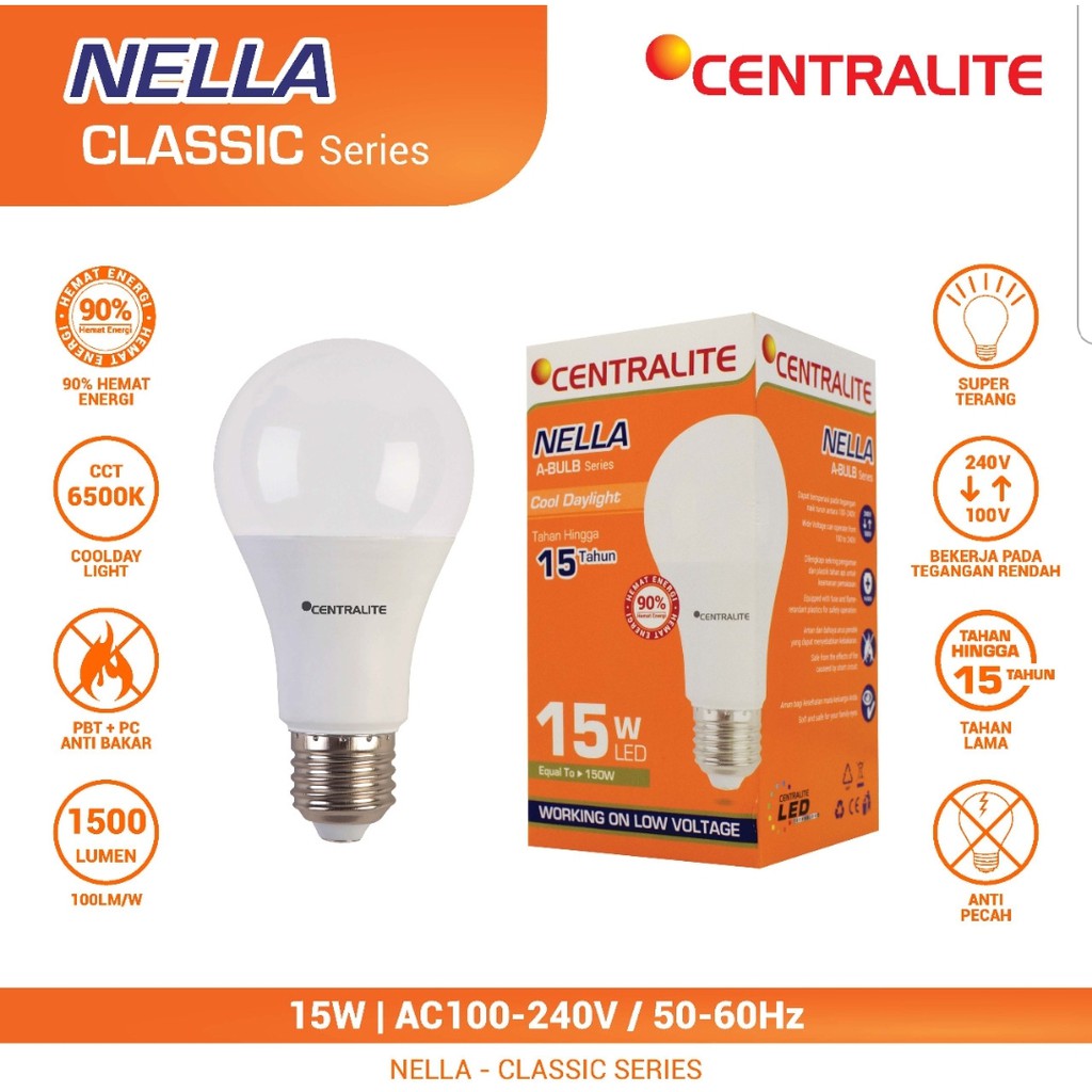 CTL Nella 15W CD Putih / LAMPU LED BULB CLASSIC 15W CTL Nella / BOHLAM CAHAYA Putih CD