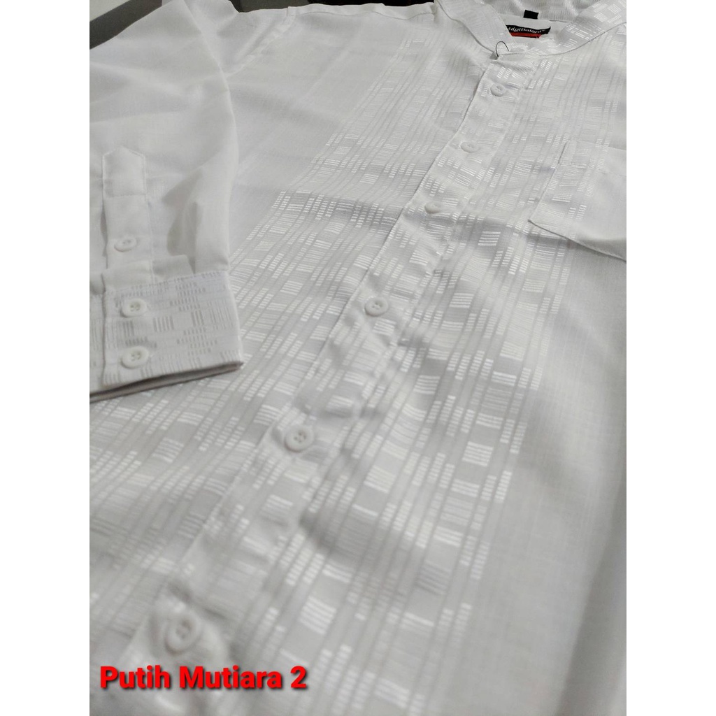 Baju Koko Muslim Pria | Kemeja Koko Pria SlimFit | Koko Dewasa Lengan Panjang Putih Premium Mutiara 2