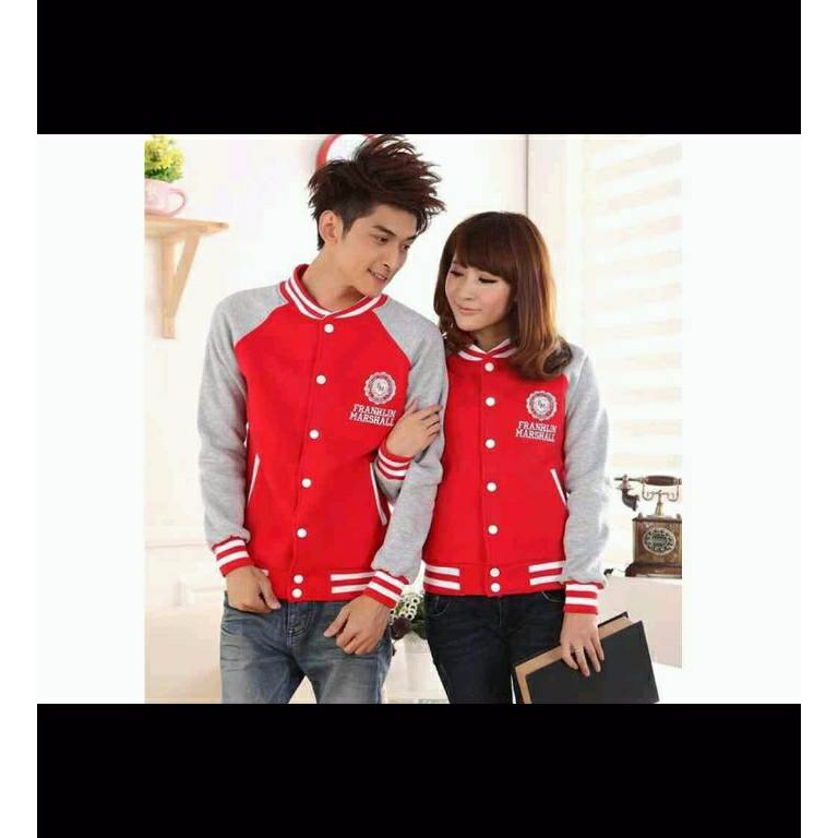 PROMO Jaket Couple Franklin Marshall merah - abu