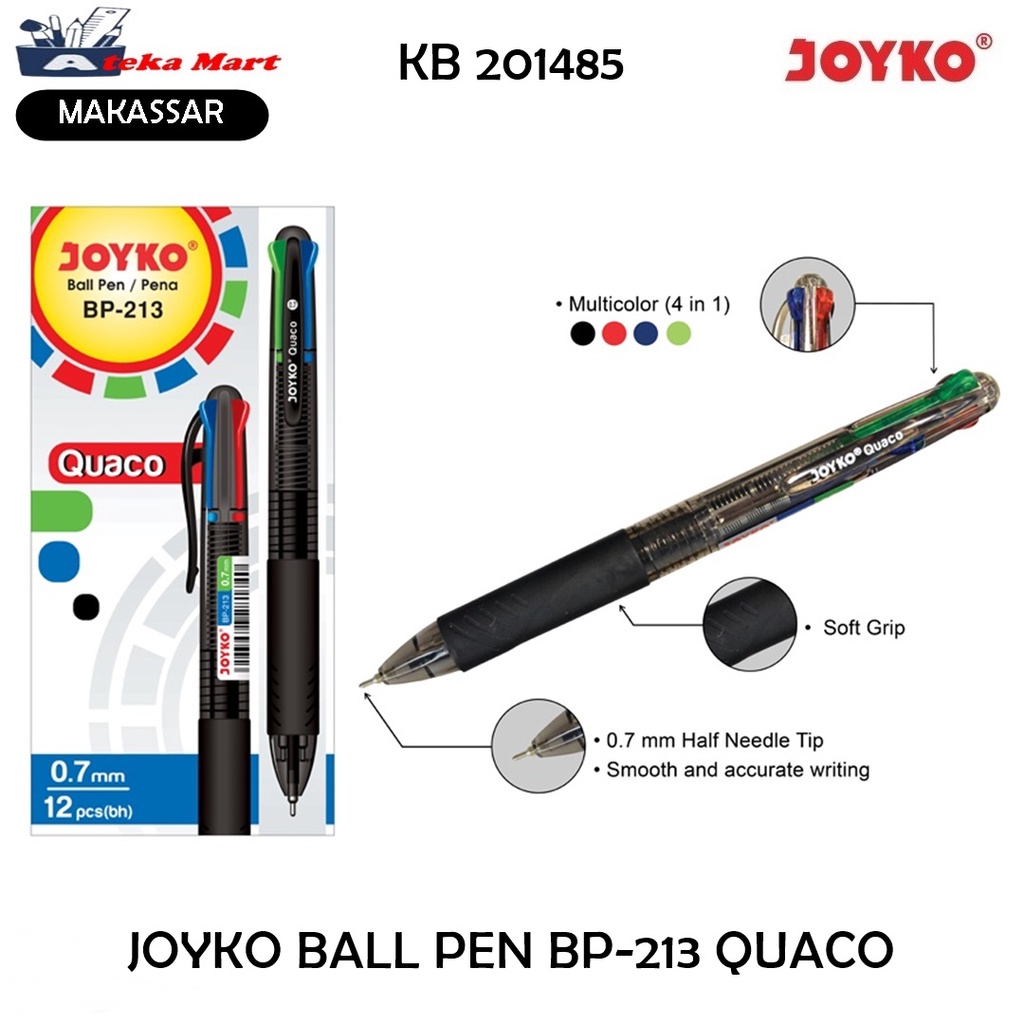 

[BOX/12PCS] JOYKO BALL PEN BP-213/BALL POINT/PENA 4 WARNA