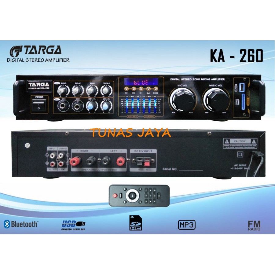 Ampli Targa KA 260 BluetoothEqualier Original Amplifier Targa KA260