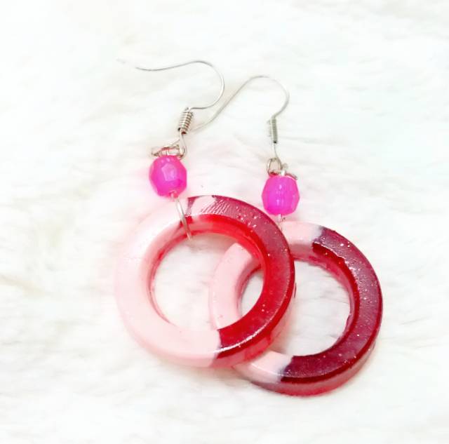 Anting anting high quality resin red jewelry fashion red stone