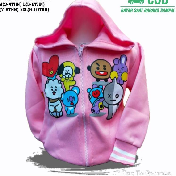 [KODE PRODUK WKDCI70] Jaket Hoodie Anak Perempuan Cewek Jaket Anak Perempuan Karakter Cantik Lucu BT
