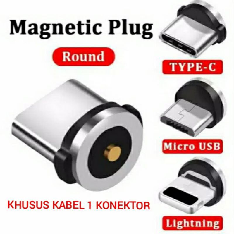 Kepala casan magnet 1 konektor android mini USB type C Tempat Plug kabel Mangnet