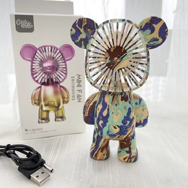 Kipas Angin Gradasi BEAR BERUANG Viral Mini Portable USB Charge Kipas Angin Genggam Rechargeable Fan 3-Speed