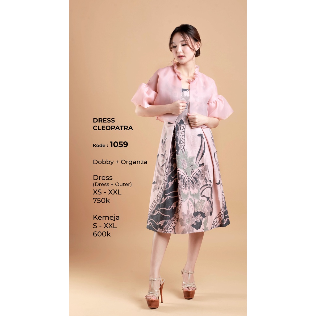 Violin Batik Dress Batik Cleopatra Dan Outer Organza 1059