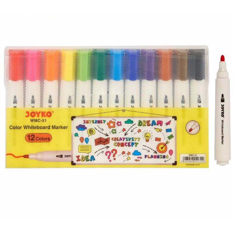 

SPIDOL WHITEBOARD MARKER 12 WARNA WMC-51 JOYKO