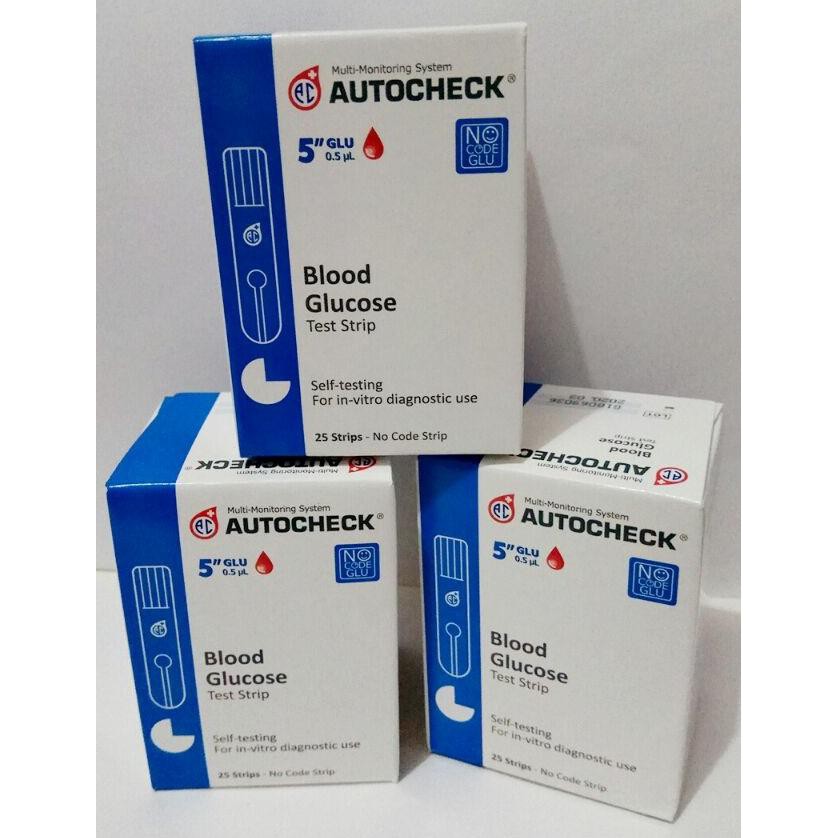 Autocheck Strip Gula Darah Refil Tes Gula Darah Glucose Auto Check Original Isi 25 Pcs