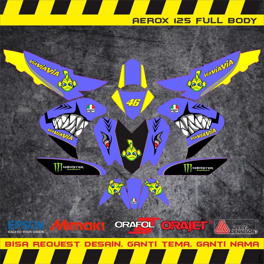 STICKER AEROX 125 FULLBODY HIU BIRU