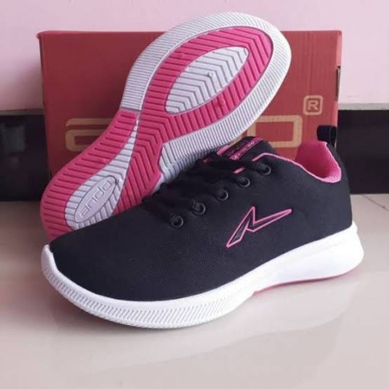 sepatu ANDO LEAH ( 37-40 ) HITAM/FUSHIA sepatu sneakers wanita