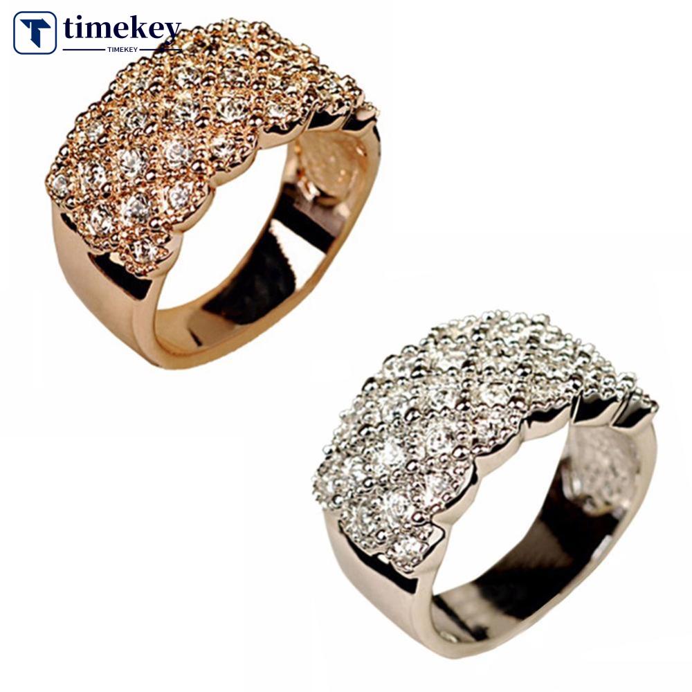 Timekey Cincin Wanita Hias Batu Zircon Untuk Pesta A1K1