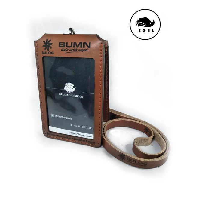 

READY COD ID Card Holder Kulit Magnetic + Lanyard - Cokelat Tua BERGARANSI Kode 313