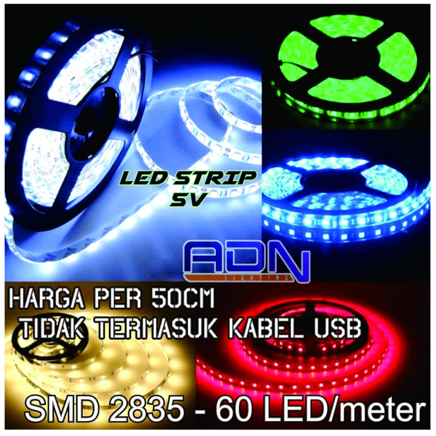 LED Strip Roll 2835 DC 5V USB 5 VOLT ADN PER 50cm