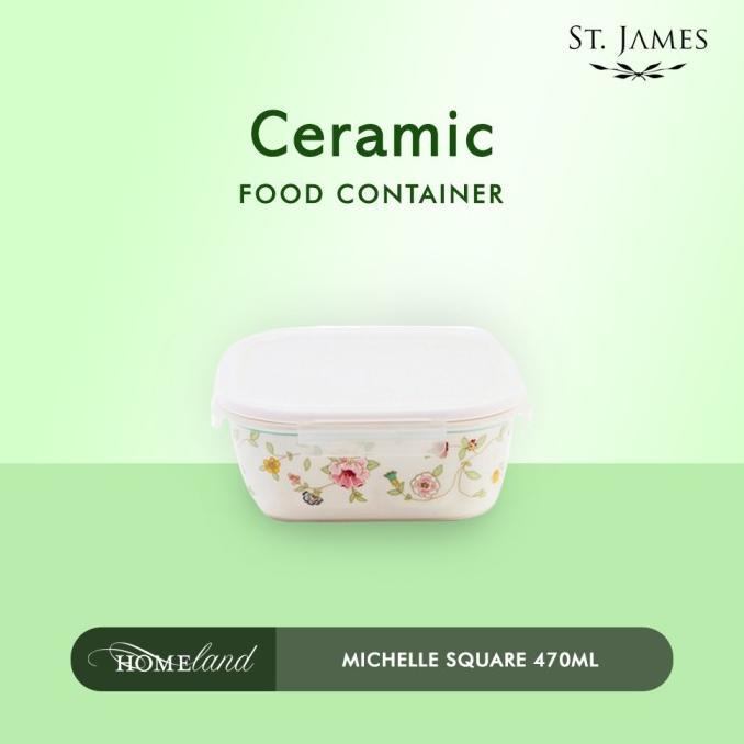 St James Zen & Lock Michelle Wadah Makanan Keramik Square Bowl 470 ml .