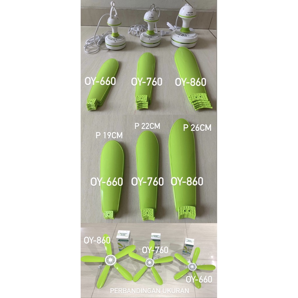 Kipas angin gantung Ouyashi tipe OY-660 , OY-760 , OY-860 warna hijau , baling baling 5 (real pic)