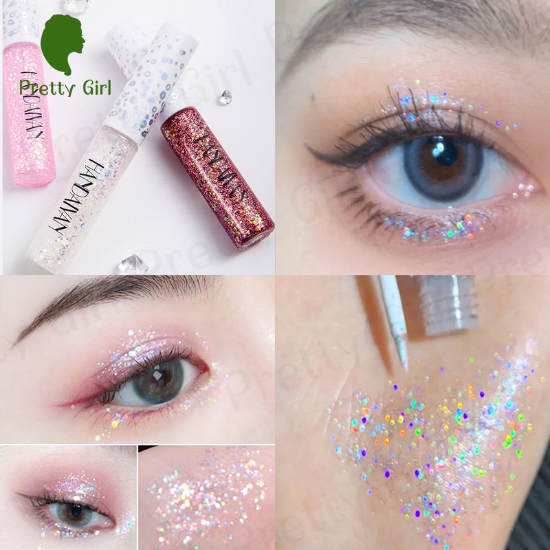 【asli】HANDAIYAN New 12 color diamond glitter liquid eyeliner, durable, waterproof, shimmery glitter makeup, beauty tools