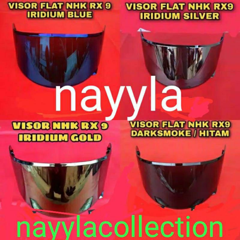 Flat visor NHK rx9 / kaca helm NHK flat RX 9 iridium silver iridium blue