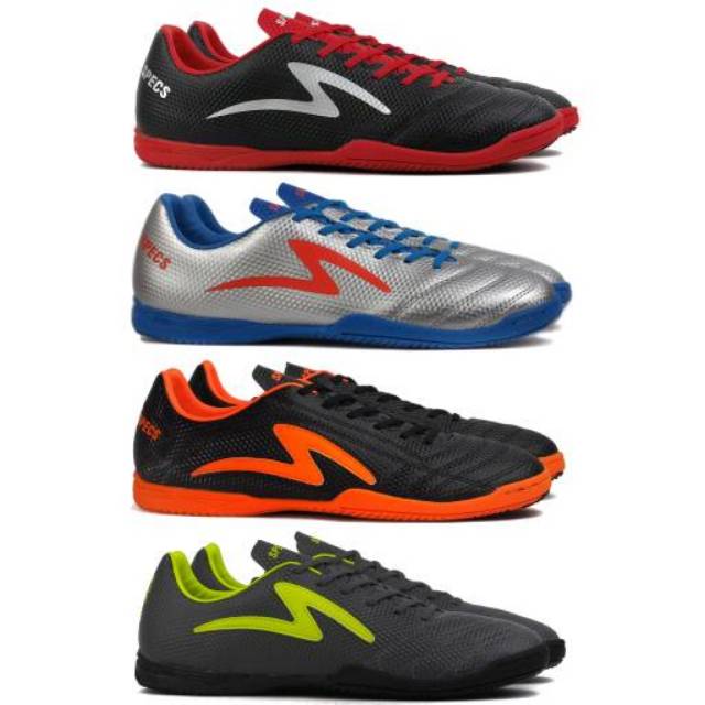 Sepatu Futsal Specs Viento Porto Ricco 19 IN - Black Red Silver Vibrant Dark Charcoal Original