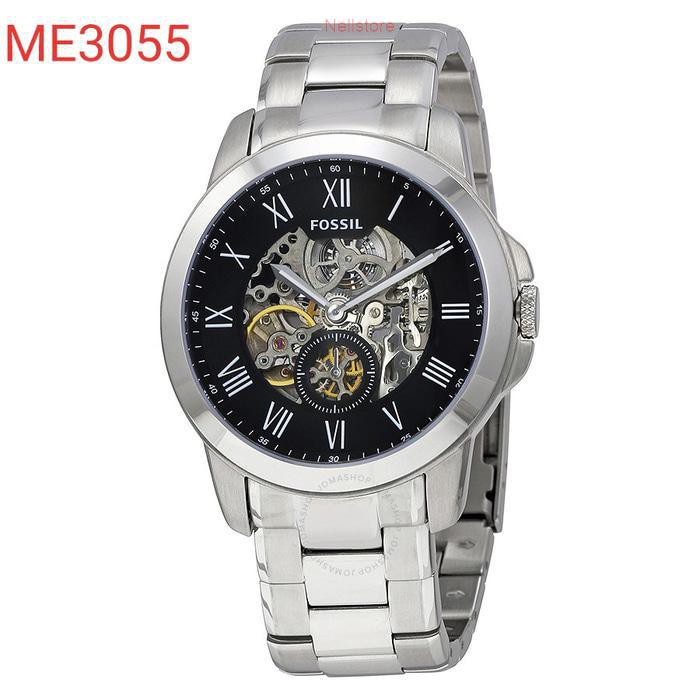 Fossil me3055 grant automatic black dial stainless steel
