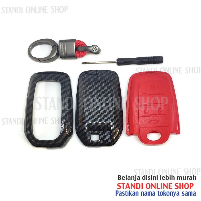 Cover Smartkey Sarung Kunci Toyota All New Vellfire Carbon Merah