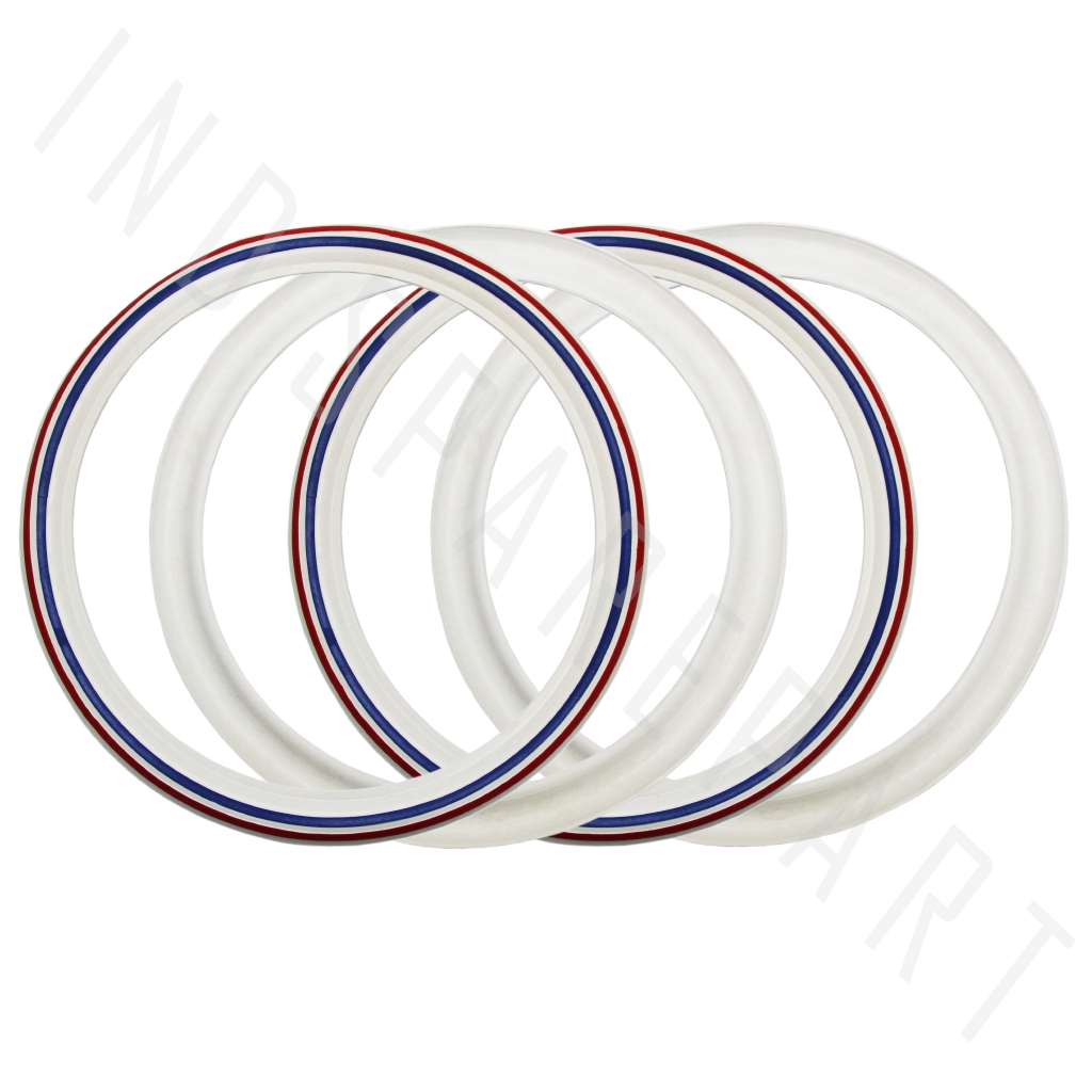 Karet Lis-List Ban Model Vespa Motor Matic-Bebek-Sport Ukuran Ring 14-WhiteWall 2 Warna Biru-Merah