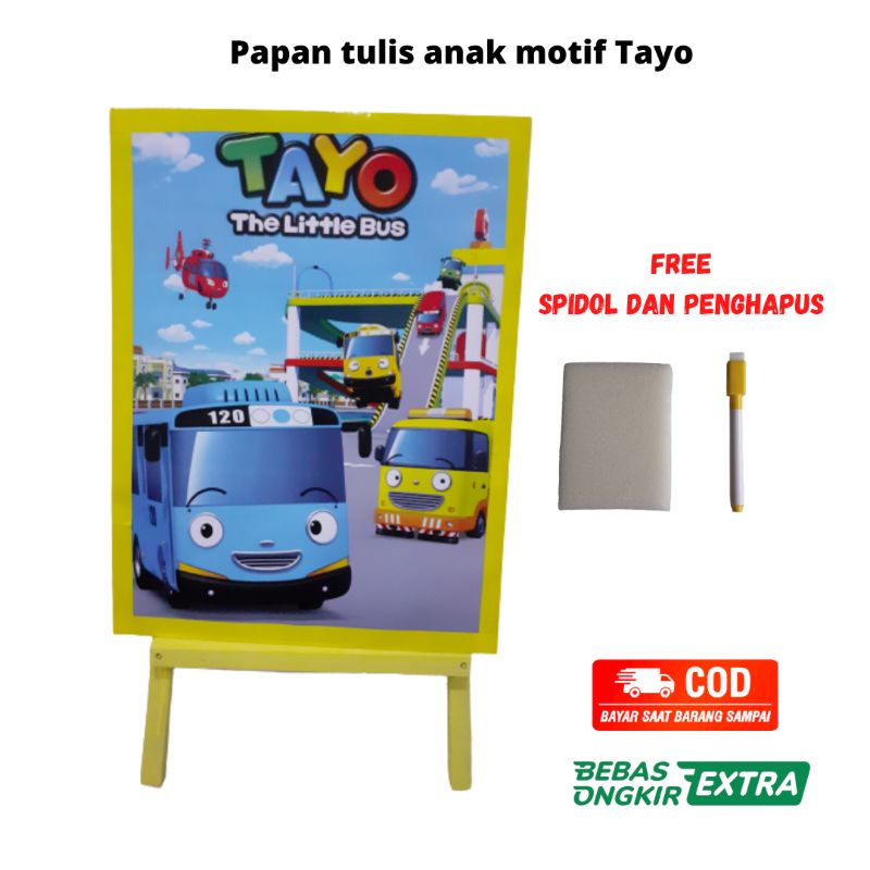 

Papan tulis anak motif Tayo 35 x 45cm 1 kg = 2 set