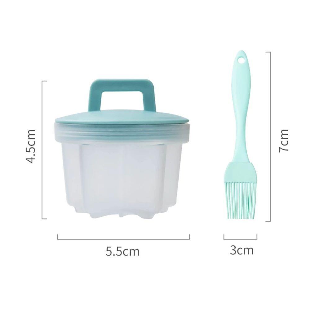 4pcs / Set Cetakan Telur Rebus Bahan Silikon Aneka Warna Dengan Tutup Dan Sikat Untuk Dapur