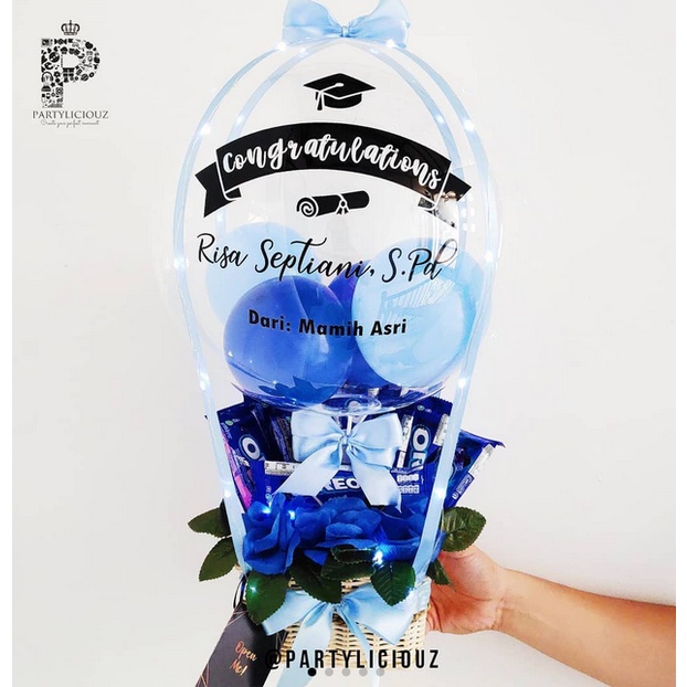 OREO EDITION SNACK LED-RATTAN HOT AIR BALLOON/BUKET BALON GIFT KADO ULANGTAHUN WISUDA