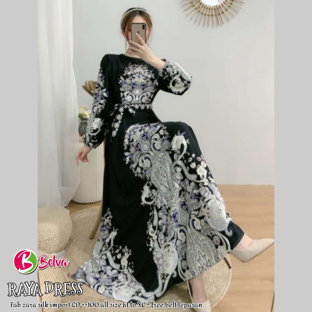 DRESS RAYA DRESS ZARA SILK HITAM
