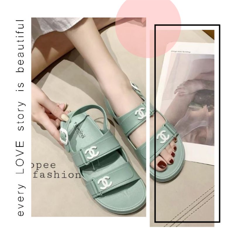 Sandal Tawana Casual Channell/Sandal Wanita Import RF