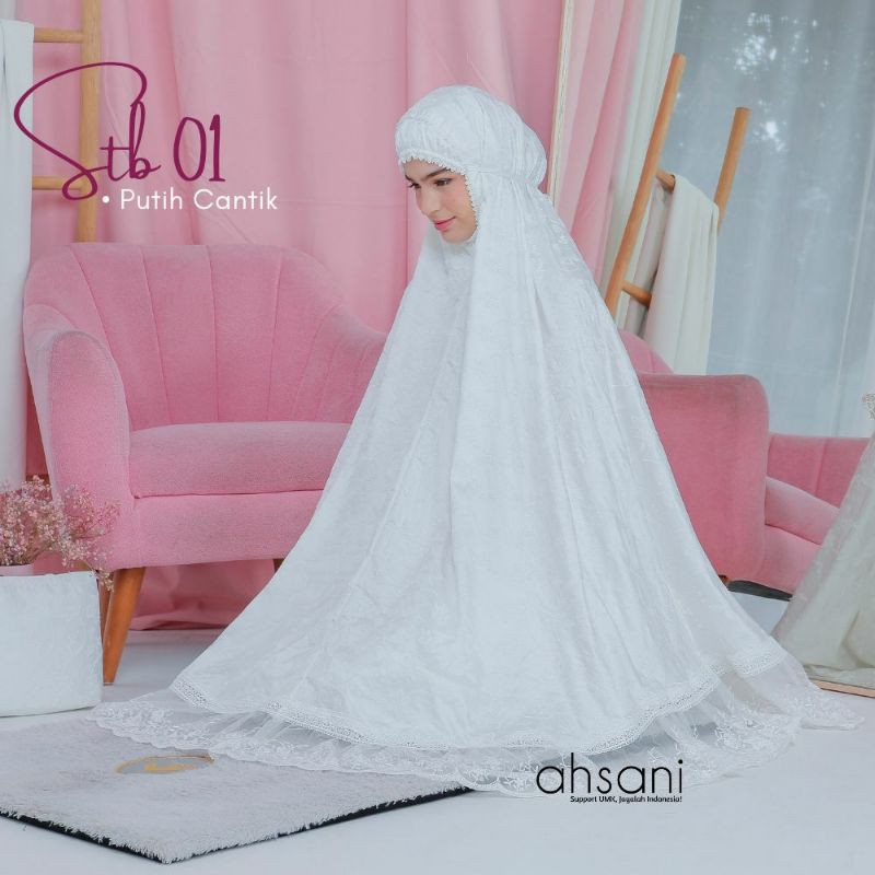 MUKENA SUTERA ORI DEWASA RENDA PUTIH STB 01 BY AHSANI