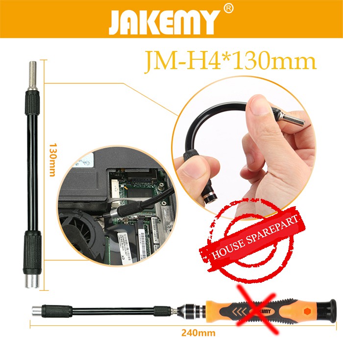 Jakemy Black Soft Extension Obeng Bar Flexibel JM-H4x130mm