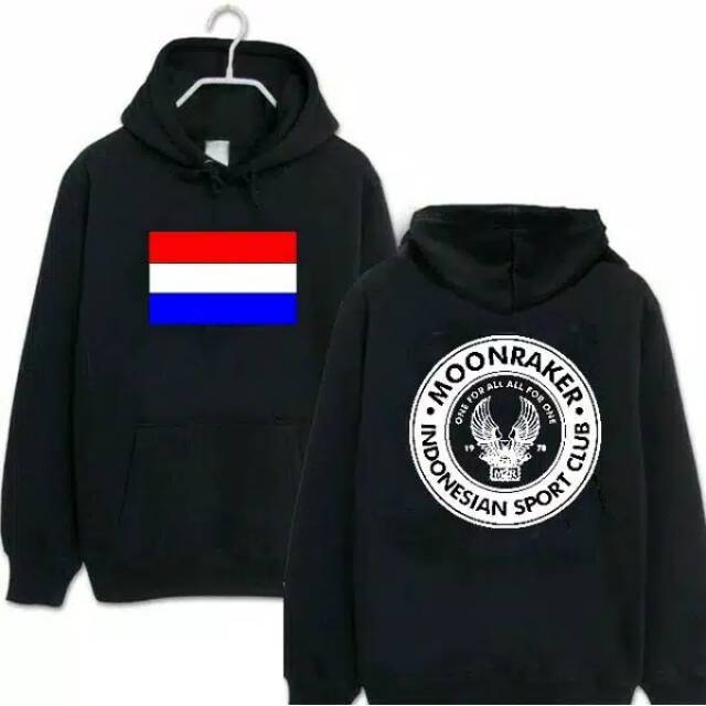 Jaket sweater hoodie zipper moonraker bendera simple keren