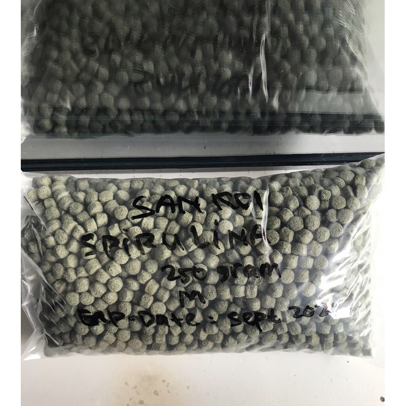 Sankoi Spirulina Repack 250 gram Pakan ikan koi Size Medium