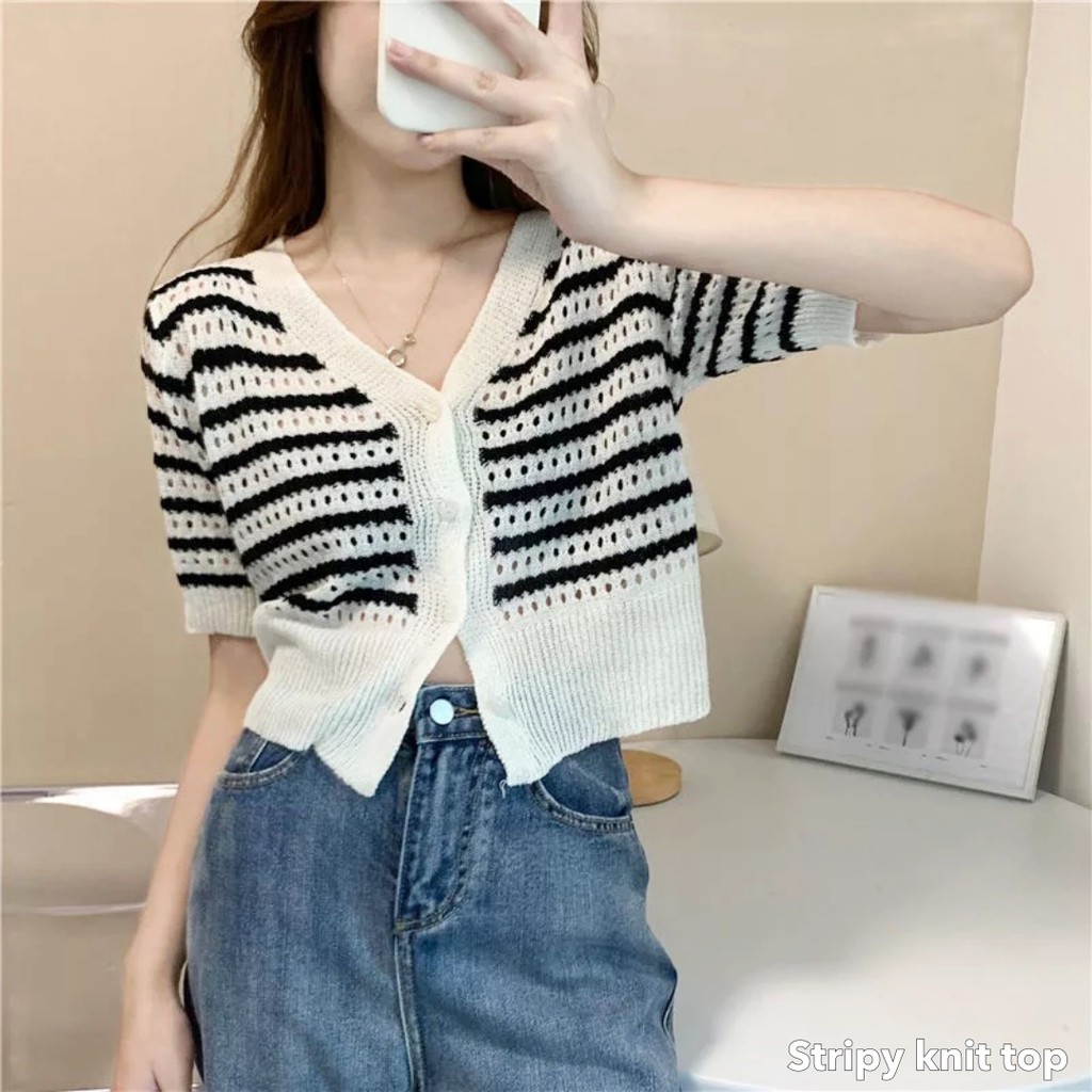 Stripy knit top -Thejanclothes