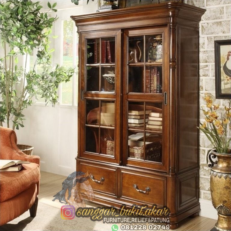 Lemari Buku Kayu Jati