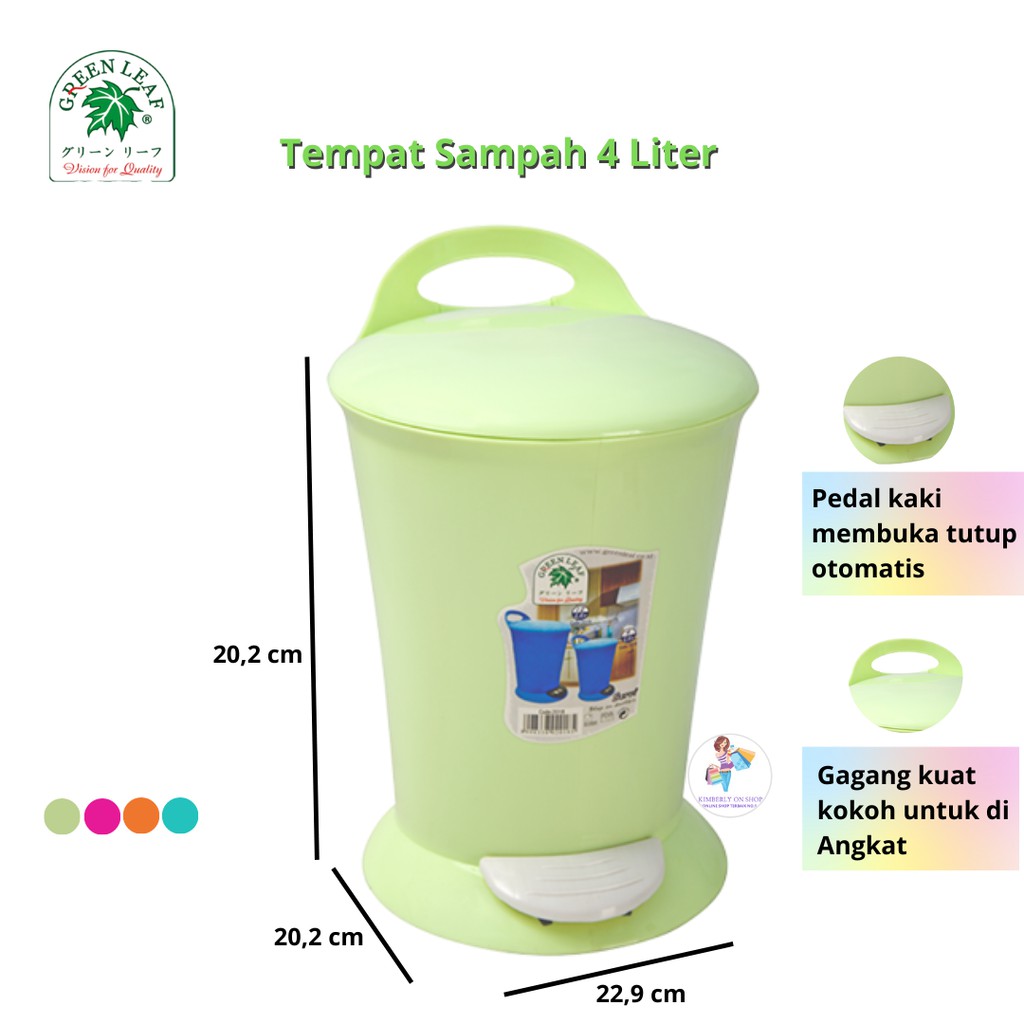 Tempat sampah Green Leaf 2018 Servi Step On Dustbin 4 L