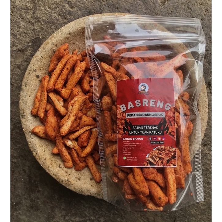 

BASRENG PEDAS DAUN JERUK 125 gram , Basreng tuanratu food , basreng tersedap dan termurah